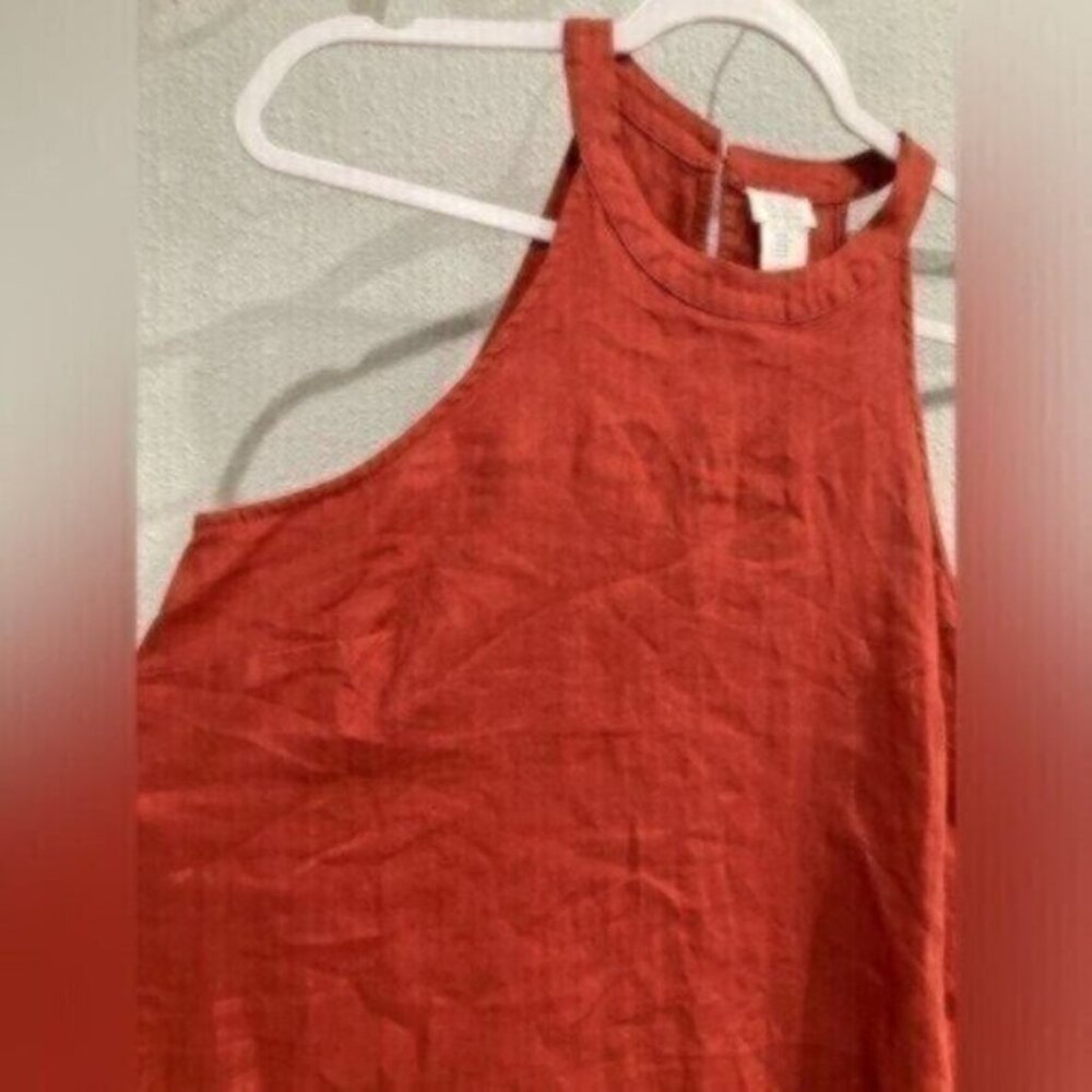 Sigrid Olsen Linen Neutral Strap Dress Mini Boho Mod Casual - Picture 2 of 6